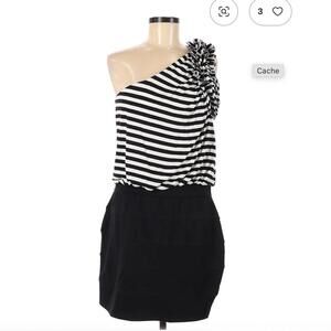 Cache One-Shoulder Striped Casual Dress Size L